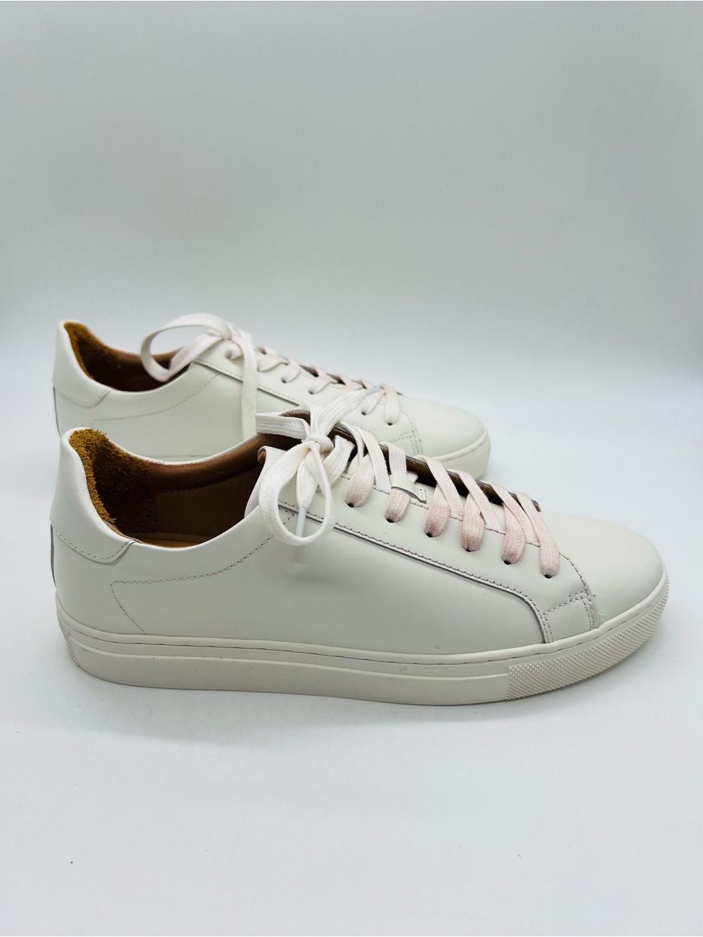 Quince Women’s White Everyday Leather Sneakers with Pale Pink Laces Size 10 - Picture 6 of 12